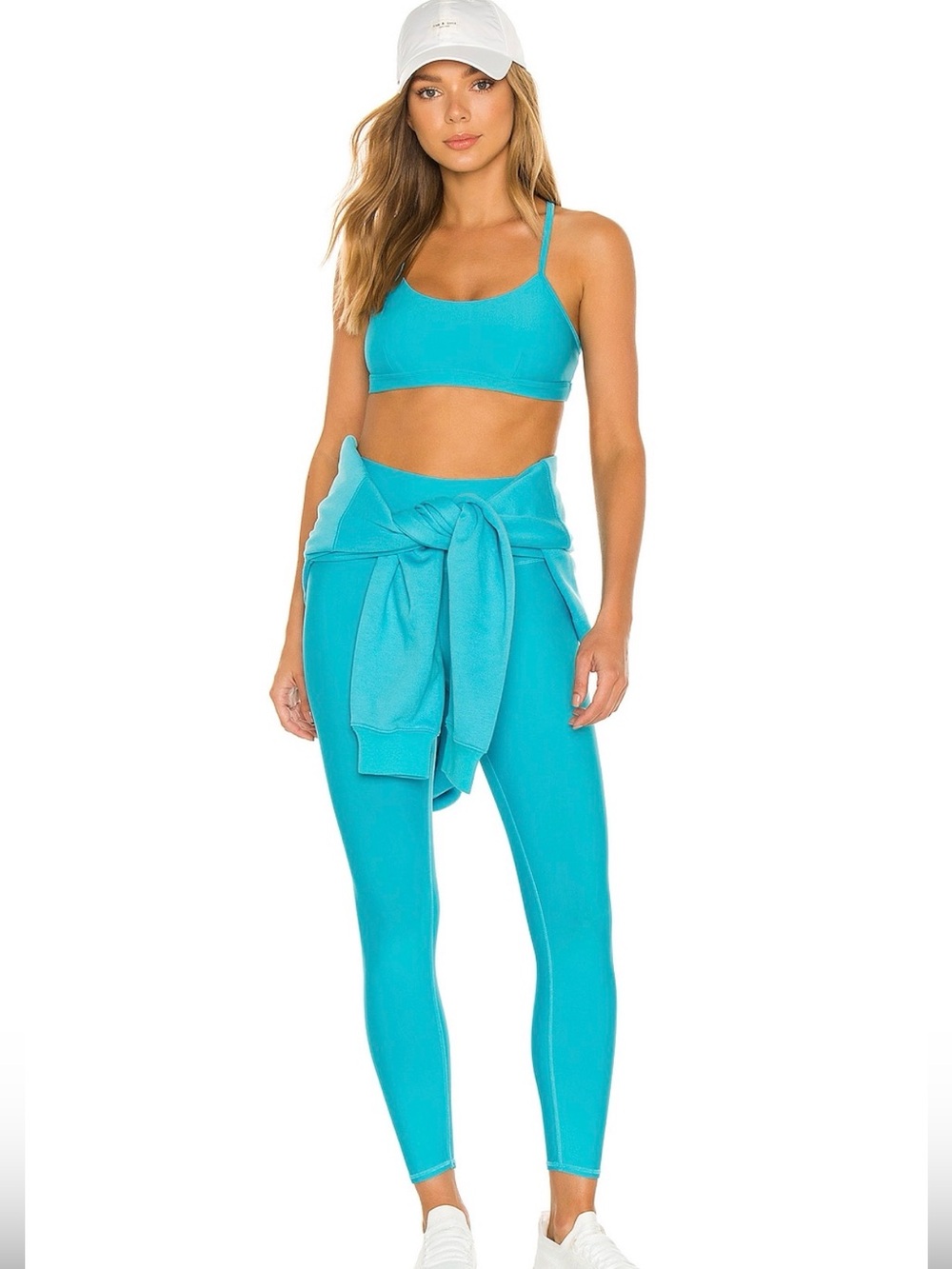 ALO Yoga Bright Aqua Airlift Intrigue Bra + Airlift Leggings XS/M